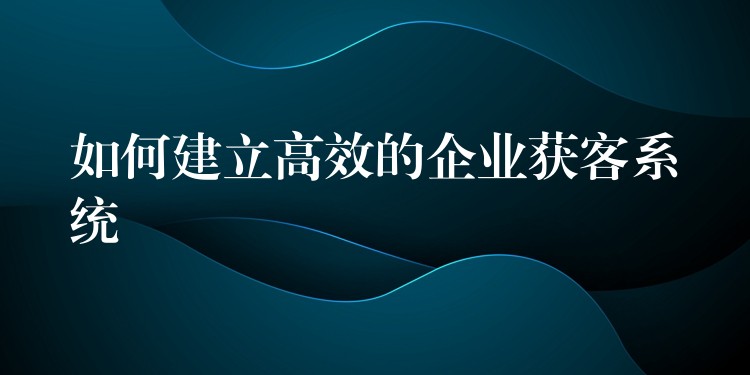 如何建立高效的企业获客系统