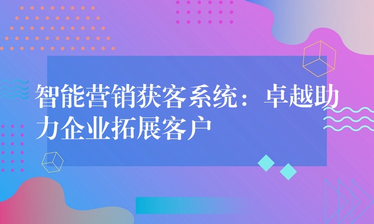 智能营销获客系统：卓越助力企业拓展客户