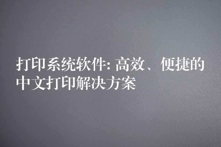 打印系统软件: 高效、便捷的中文打印解决方案