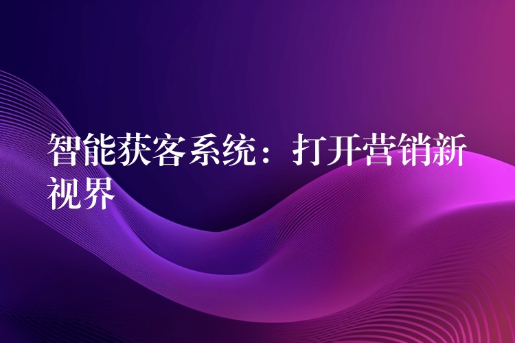 智能获客系统：打开营销新视界