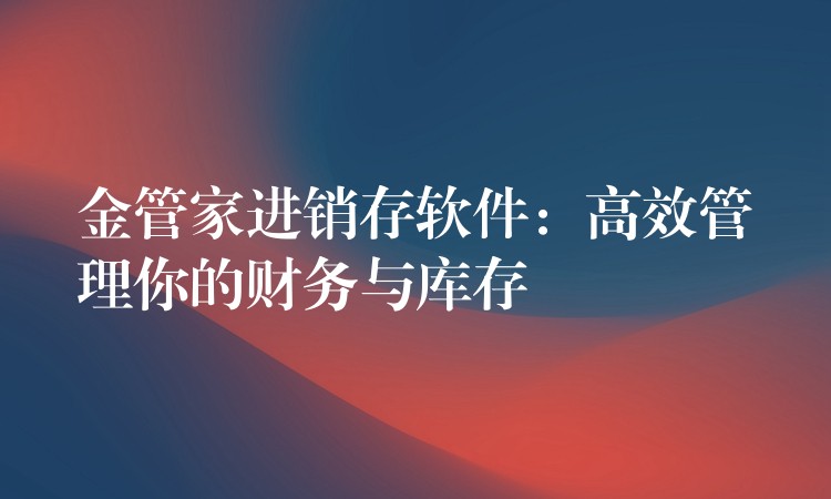 金管家进销存软件：高效管理你的财务与库存