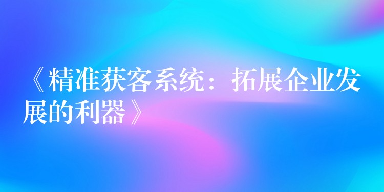 《精准获客系统：拓展企业发展的利器》