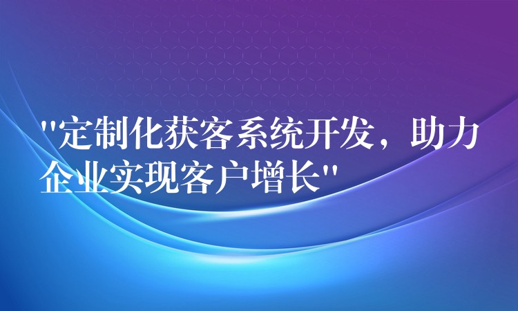 “定制化获客系统开发，助力企业实现客户增长”
