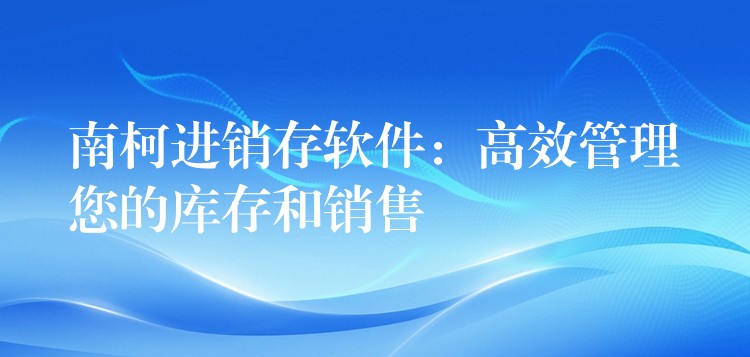 南柯进销存软件：高效管理您的库存和销售