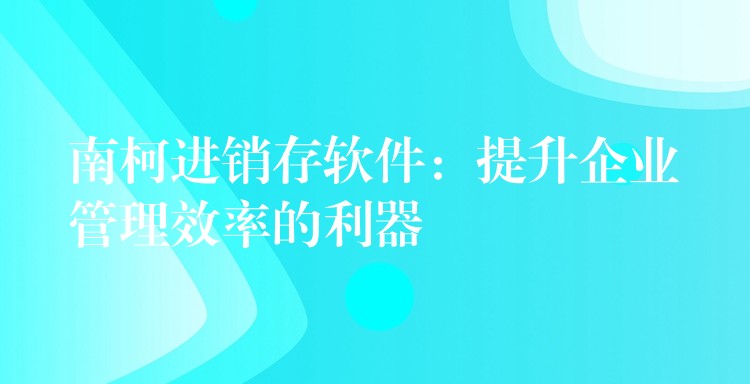 南柯进销存软件：提升企业管理效率的利器