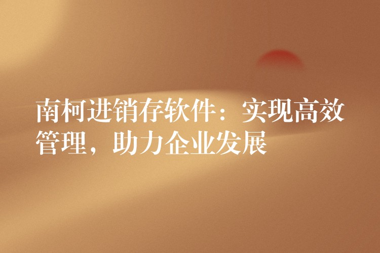 南柯进销存软件：实现高效管理，助力企业发展