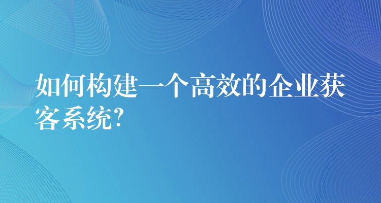 如何构建一个高效的企业获客系统？