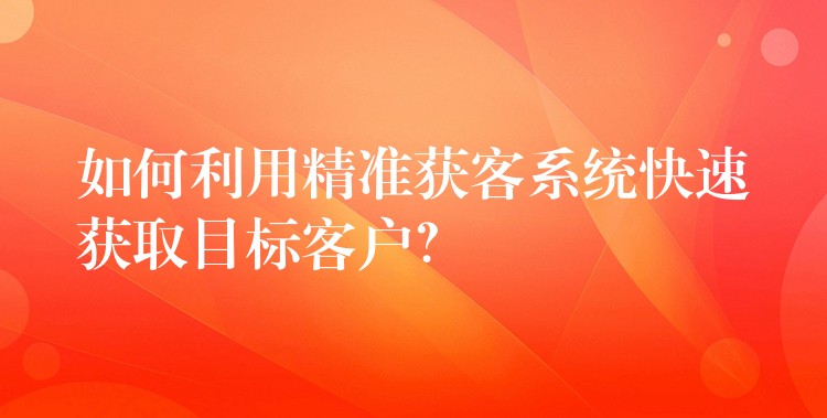 如何利用精准获客系统快速获取目标客户？