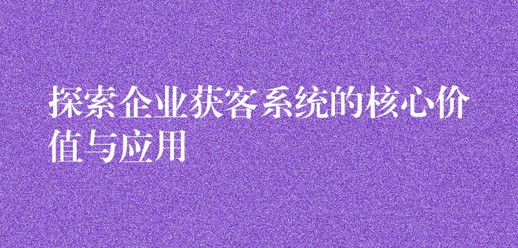 探索企业获客系统的核心价值与应用