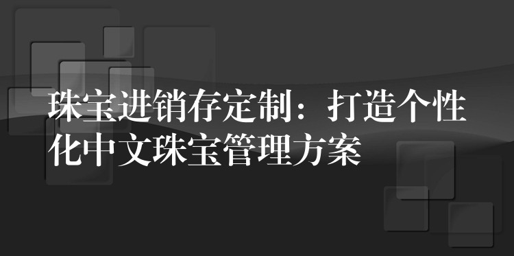珠宝进销存定制：打造个性化中文珠宝管理方案