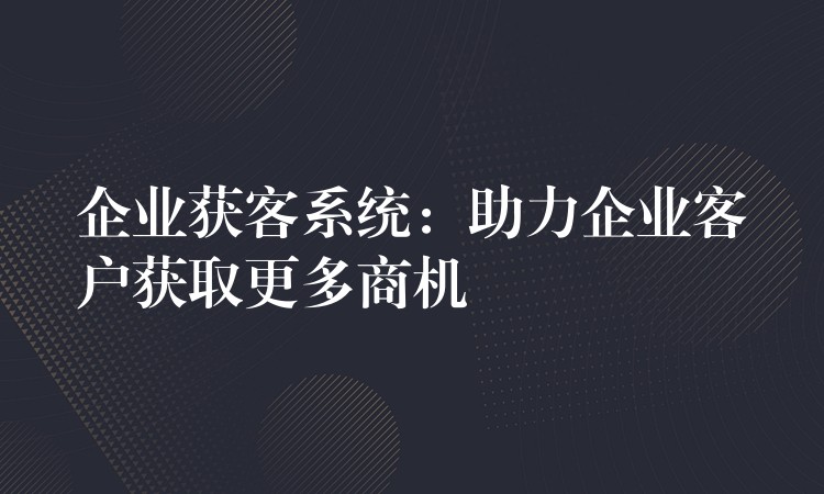 企业获客系统：助力企业客户获取更多商机