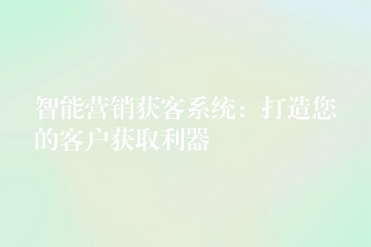 智能营销获客系统：打造您的客户获取利器