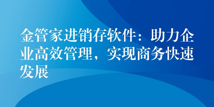 金管家进销存软件：助力企业高效管理，实现商务快速发展