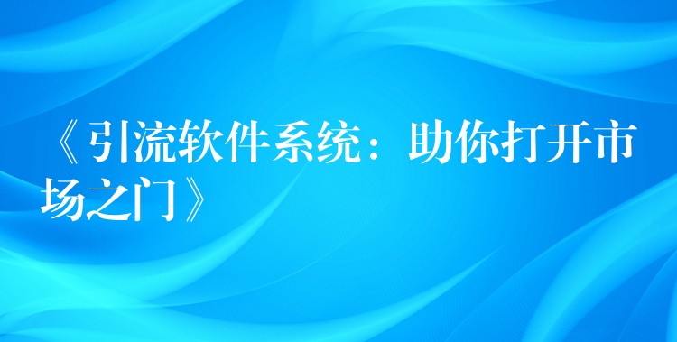 《引流软件系统：助你打开市场之门》