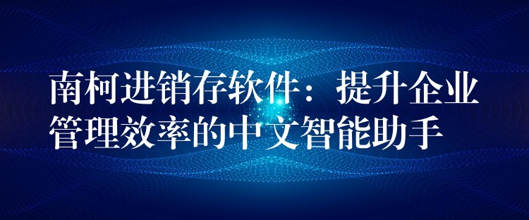南柯进销存软件：提升企业管理效率的中文智能助手
