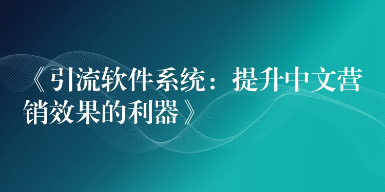 《引流软件系统：提升中文营销效果的利器》