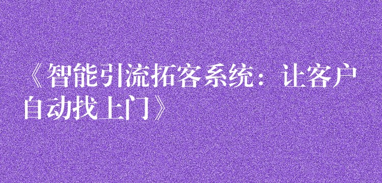 《智能引流拓客系统：让客户自动找上门》