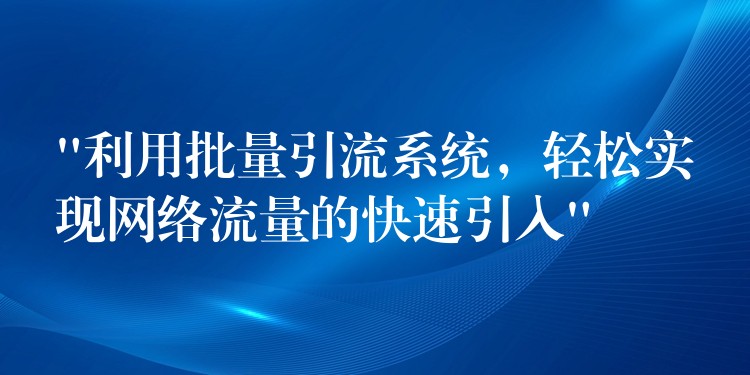 “利用批量引流系统，轻松实现网络流量的快速引入”