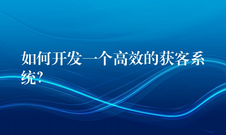 如何开发一个高效的获客系统？