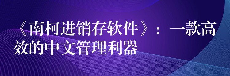 《南柯进销存软件》：一款高效的中文管理利器
