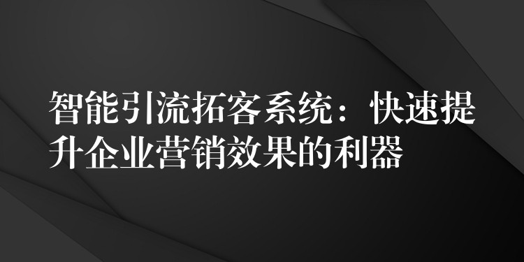智能引流拓客系统：快速提升企业营销效果的利器