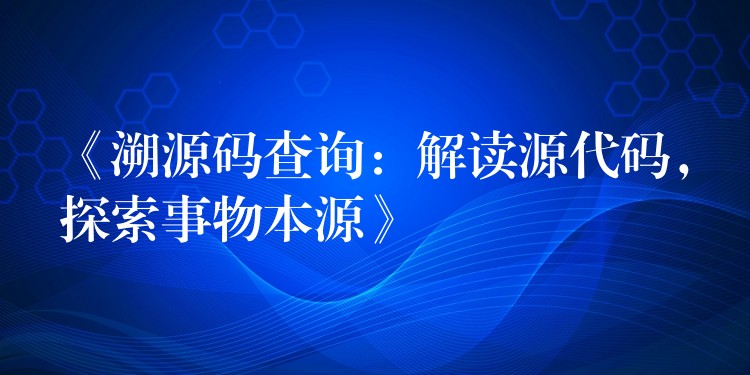 《溯源码查询：解读源代码，探索事物本源》