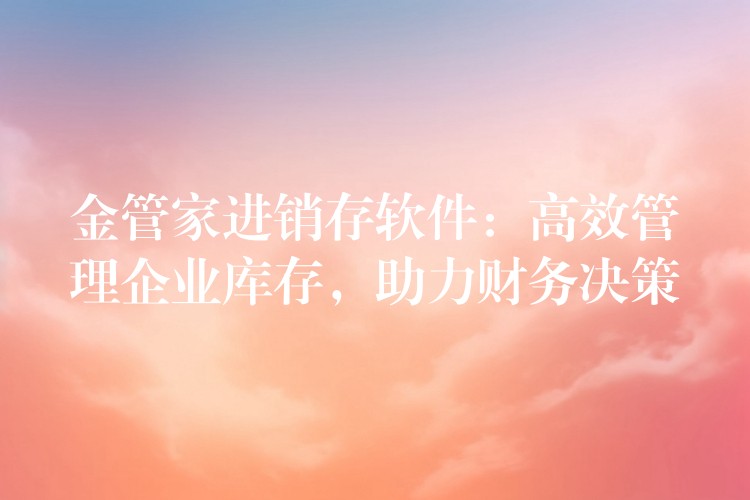 金管家进销存软件：高效管理企业库存，助力财务决策