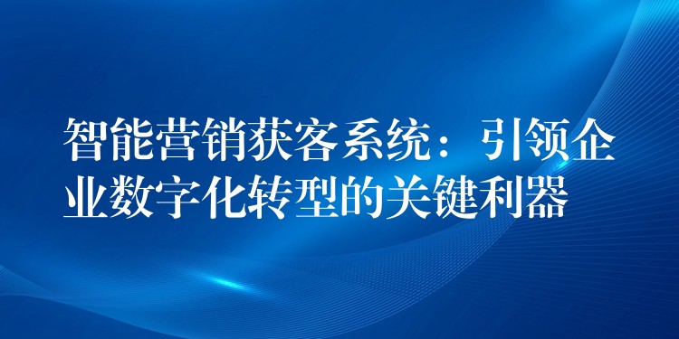 智能营销获客系统：引领企业数字化转型的关键利器