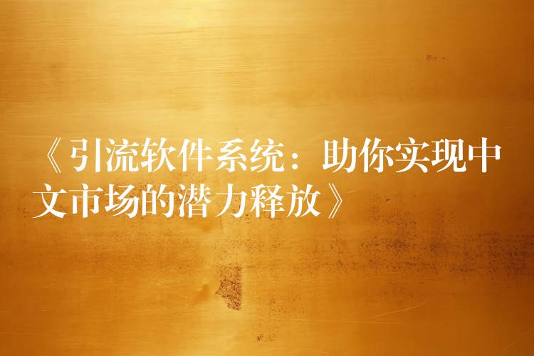 《引流软件系统：助你实现中文市场的潜力释放》