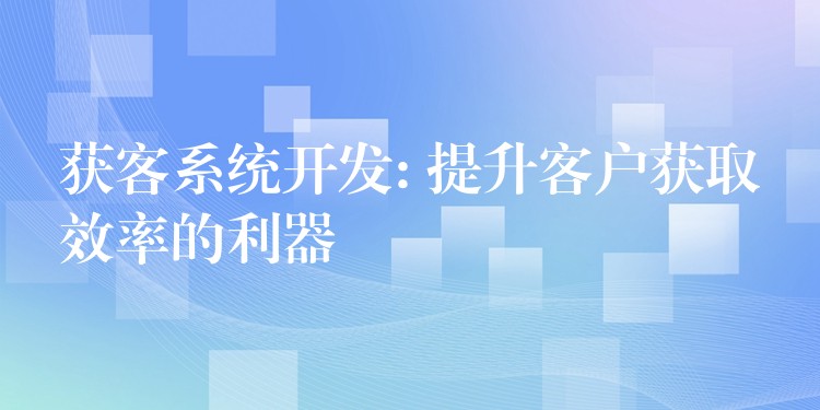 获客系统开发: 提升客户获取效率的利器