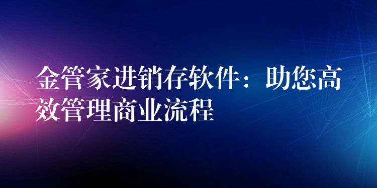 金管家进销存软件：助您高效管理商业流程