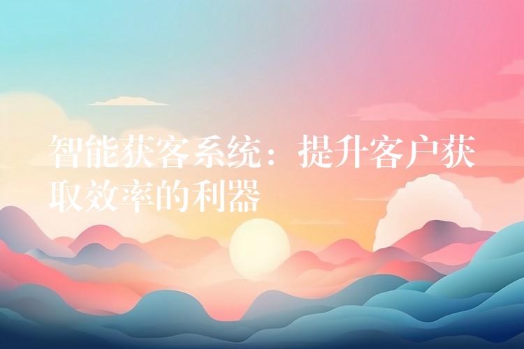 智能获客系统：提升客户获取效率的利器