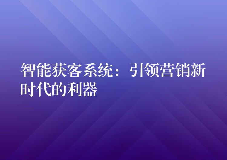 智能获客系统：引领营销新时代的利器