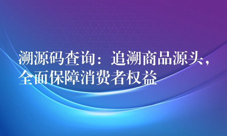 溯源码查询：追溯商品源头，全面保障消费者权益