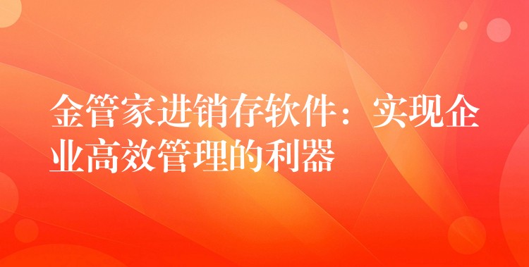 金管家进销存软件：实现企业高效管理的利器