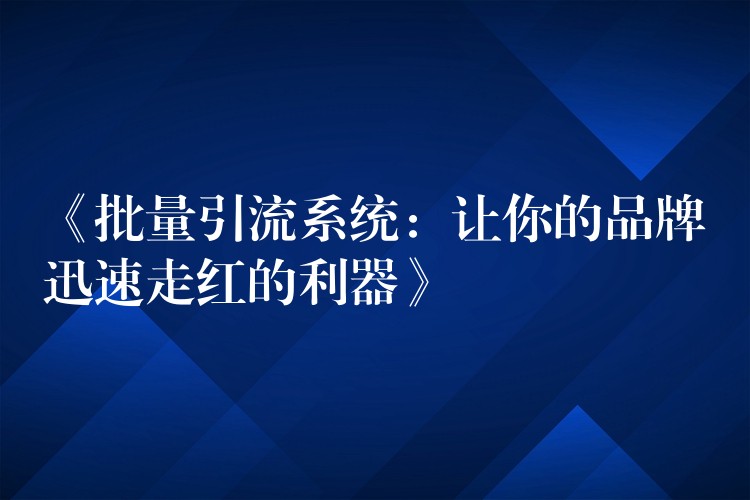 《批量引流系统：让你的品牌迅速走红的利器》