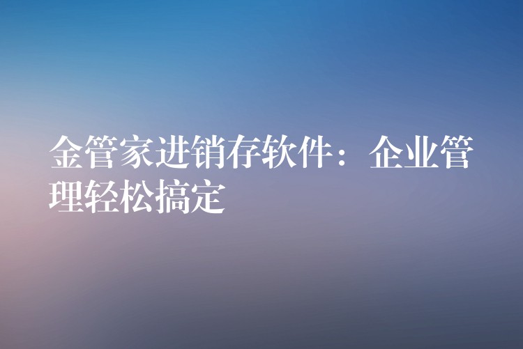 金管家进销存软件：企业管理轻松搞定