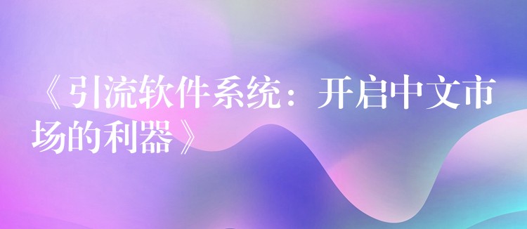 《引流软件系统：开启中文市场的利器》