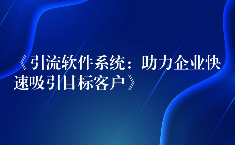 《引流软件系统：助力企业快速吸引目标客户》
