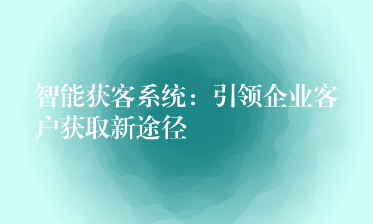 智能获客系统：引领企业客户获取新途径