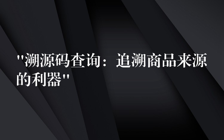 “溯源码查询：追溯商品来源的利器”