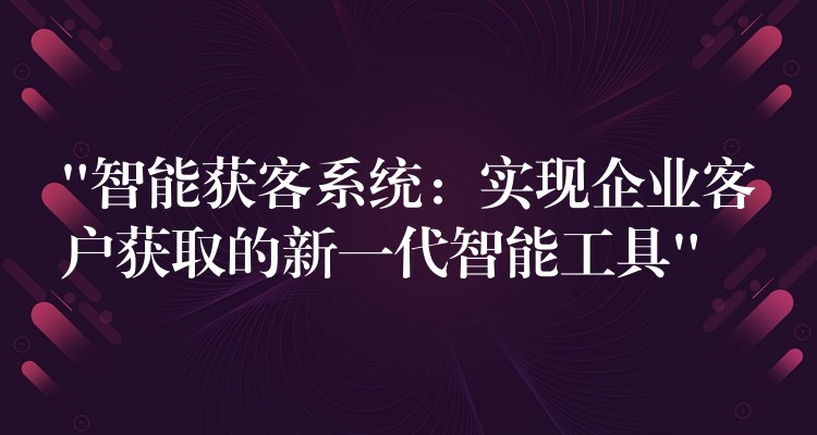 “智能获客系统：实现企业客户获取的新一代智能工具”