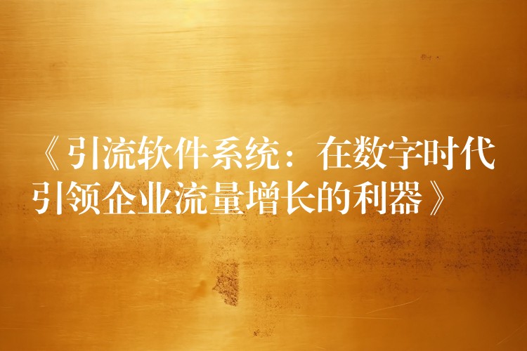 《引流软件系统：在数字时代引领企业流量增长的利器》