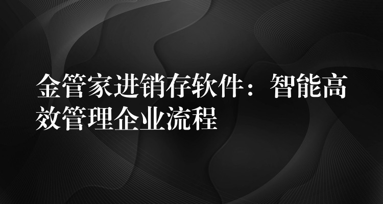 金管家进销存软件：智能高效管理企业流程