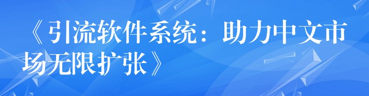 《引流软件系统：助力中文市场无限扩张》