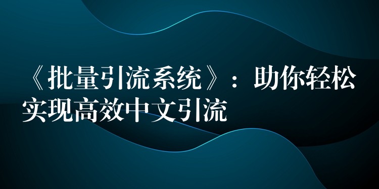 《批量引流系统》：助你轻松实现高效中文引流