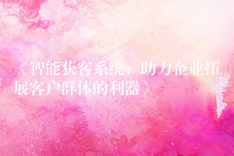 《智能获客系统：助力企业拓展客户群体的利器》