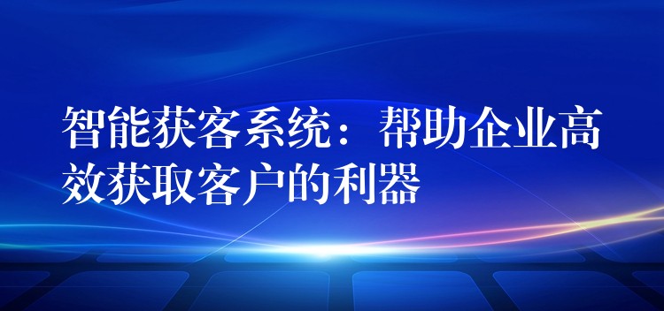 智能获客系统：帮助企业高效获取客户的利器