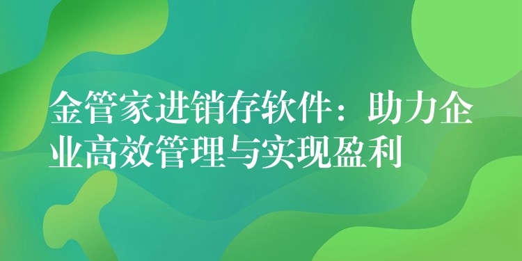 金管家进销存软件：助力企业高效管理与实现盈利
