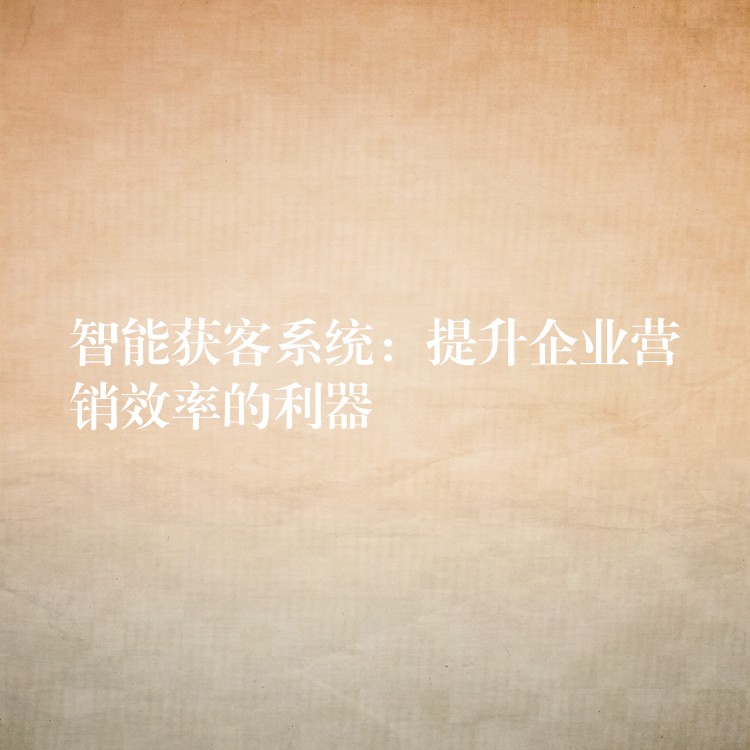 智能获客系统：提升企业营销效率的利器